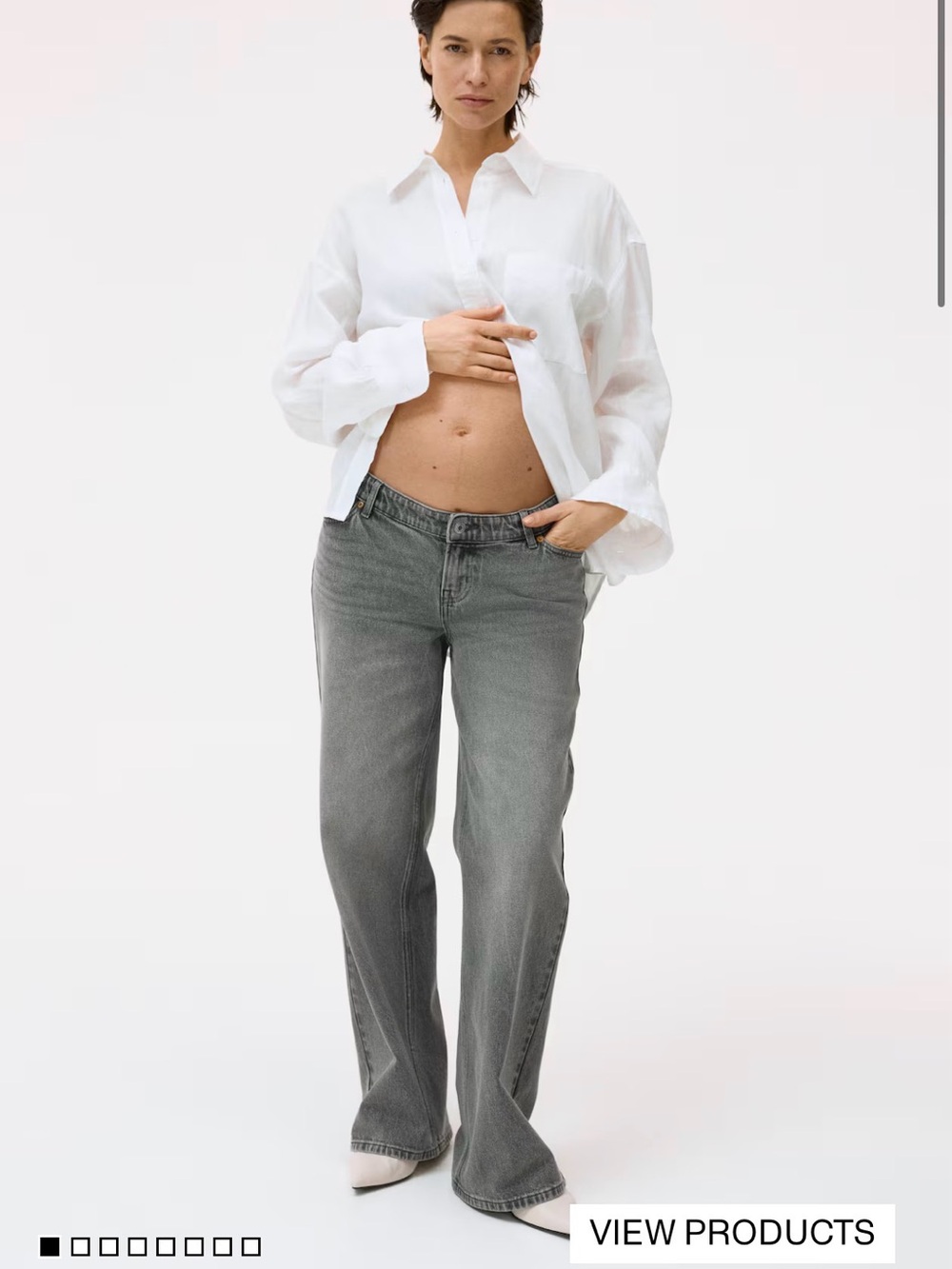 H&M Gray Wide-Leg Jeans - Relaxed Flare